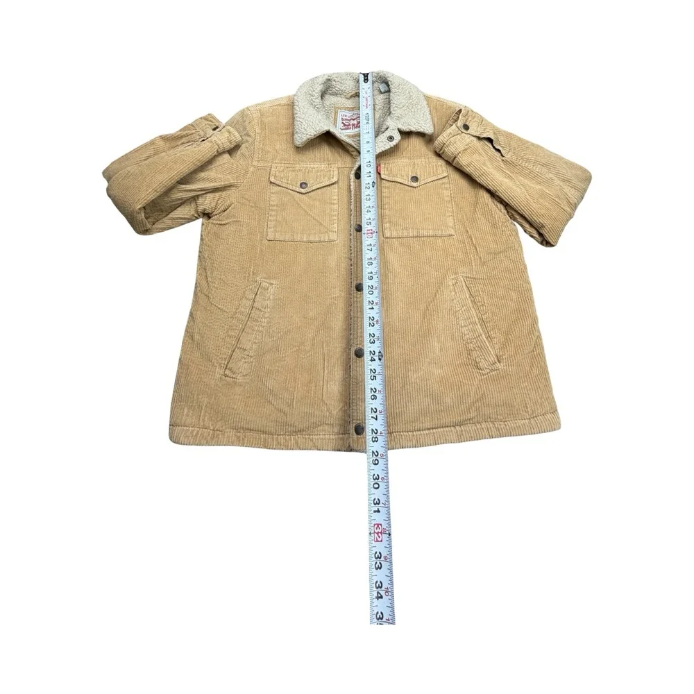 Levi's Corduroy Jacket Mens L Tan Sherpa Lined Trucker Western Rugged Coat